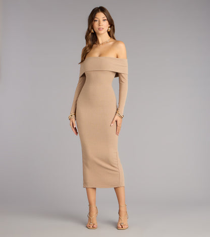 Effortless Aura Long Sleeve Midi Dress