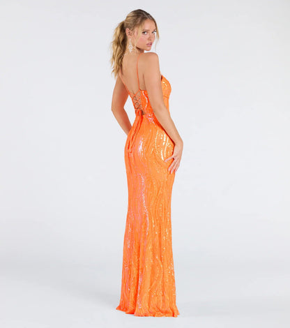 Ashleigh Lace-Up Corset Sequin Formal Dress