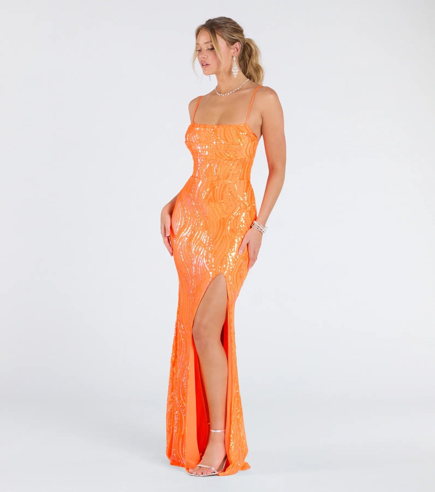 Ashleigh Lace-Up Corset Sequin Formal Dress